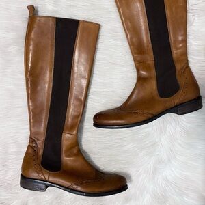 Tall Brown Leather Chelsea-Style Riding Boots